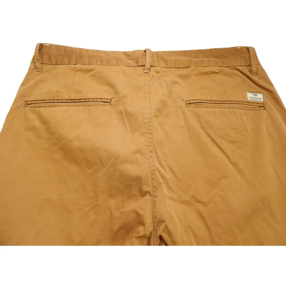 Scotch & Soda Mott Chino Pants Men 32x32 Cotton Stretch Slim Brown Khaki Trouser
